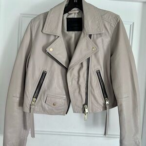 All Saints Cropped Elora Leather Jacket US Size 10 (Large)